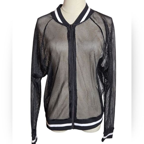 Revolution Dancewear Black Fishnet Bomber Style Club Dancer Jacket - Picture 1 of 5
